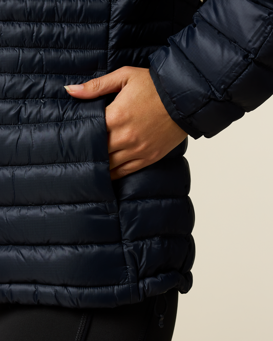 Fuego Down Hooded Jacket - Women's - Carbon Stripes - US 6958