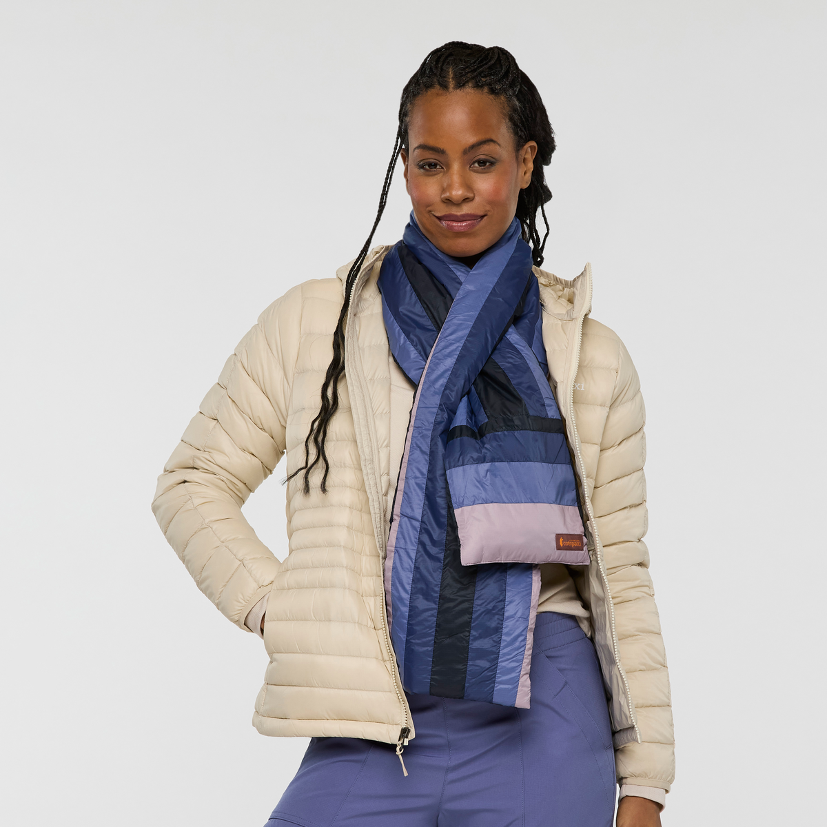 Fuego Down Scarf - Carbon Stripes - US 6057