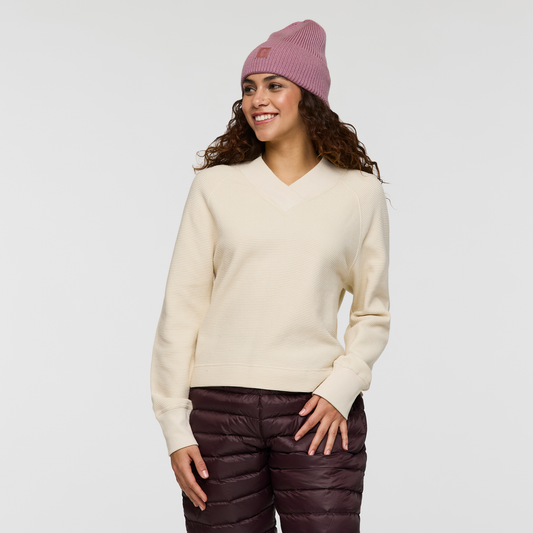 Atajo Long-Sleeve Waffle V-Neck - Women's - Cream - US 4975