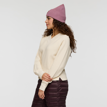Atajo Long-Sleeve Waffle V-Neck - Women's - Cream - US 4975