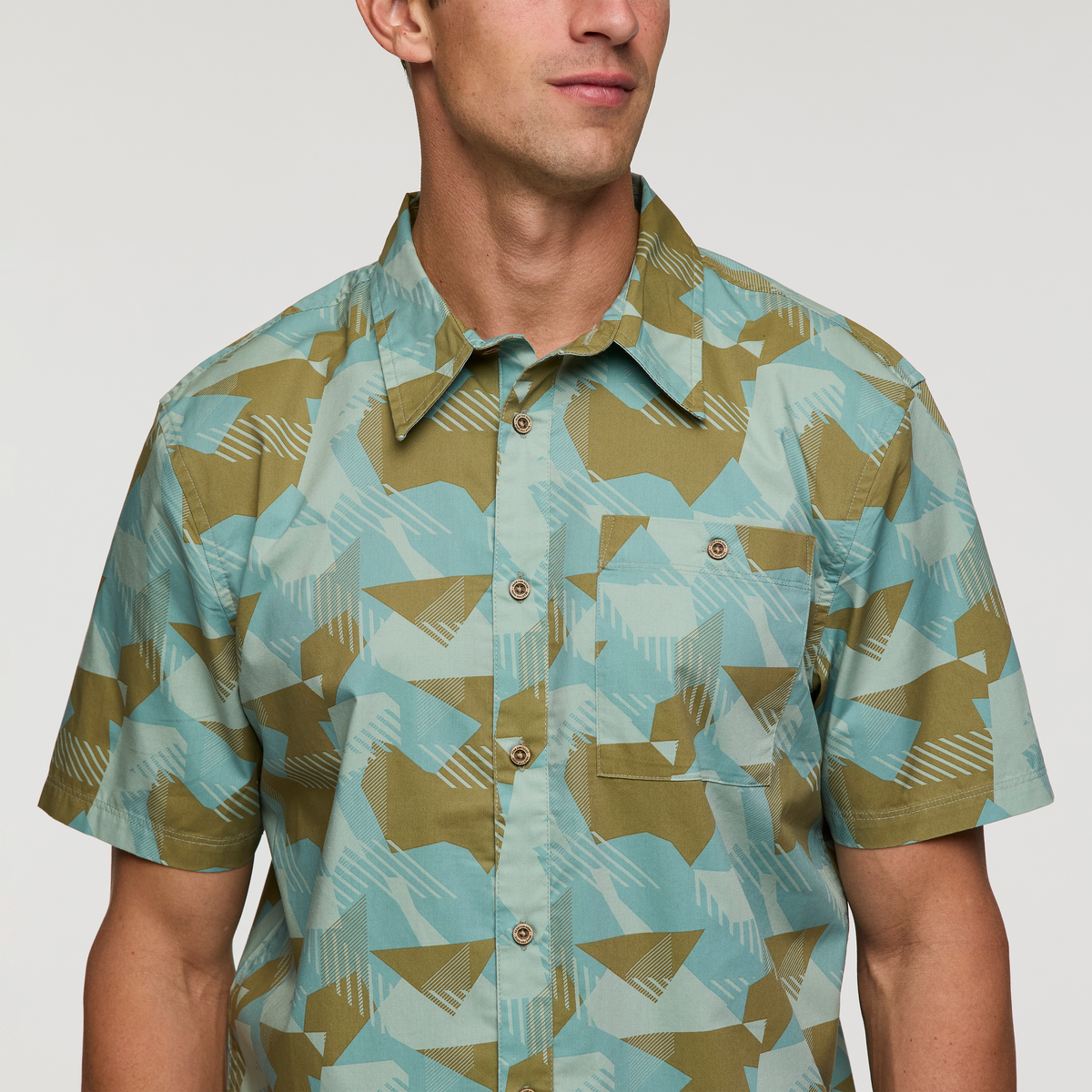 Estival Button Up Shirt - Print - Men's - Reflections Silver Leaf - US 5107