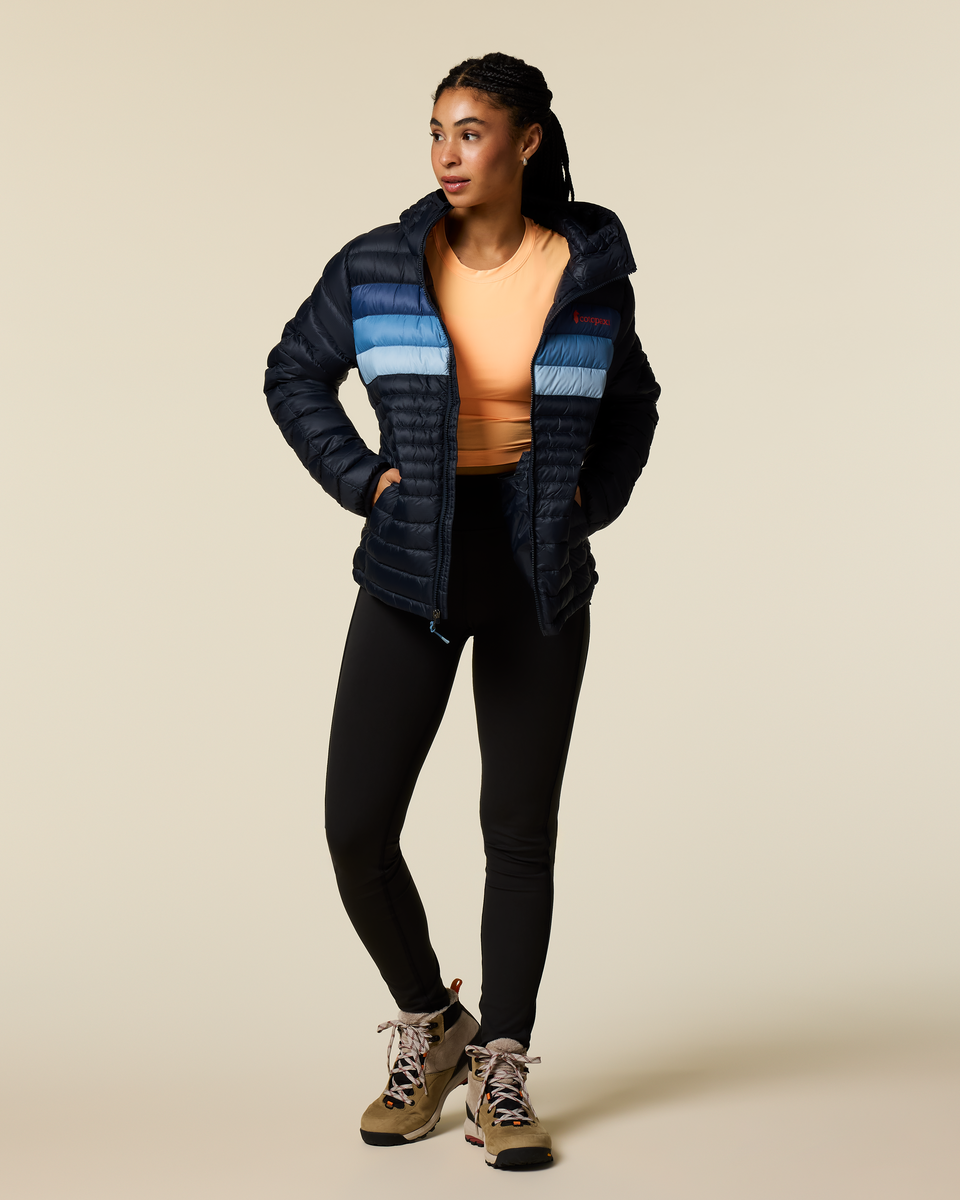 Fuego Down Hooded Jacket - Women's - Carbon Stripes - US 6958