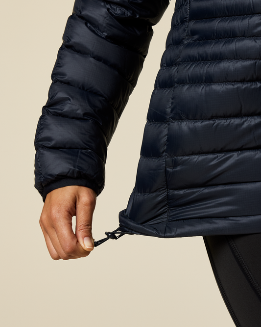 Fuego Down Hooded Jacket - Women's - Carbon Stripes - US 6958