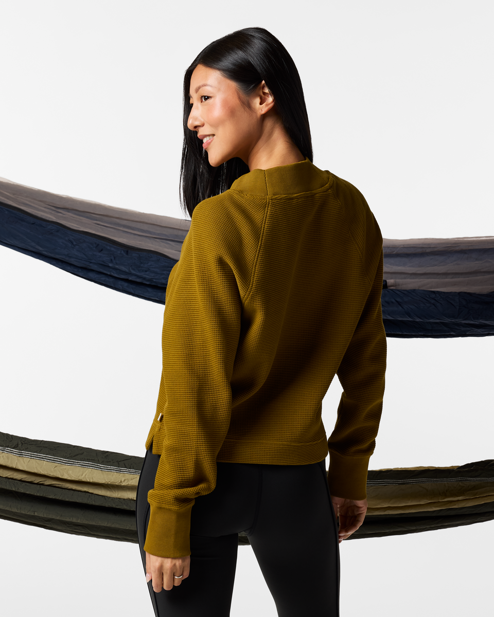 Atajo Long-Sleeve Waffle V-Neck - Women's - Log Cabin - US 8693