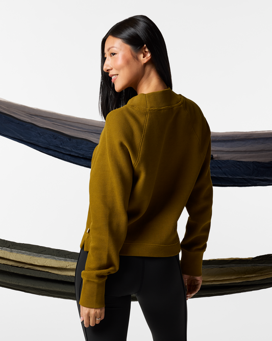 Atajo Long-Sleeve Waffle V-Neck - Women's - Log Cabin - US 8693