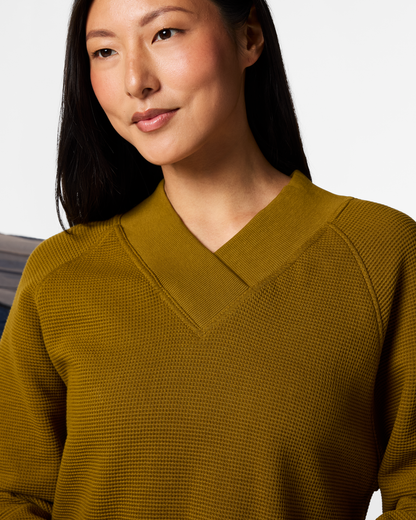 Atajo Long-Sleeve Waffle V-Neck - Women's - Log Cabin - US 8693