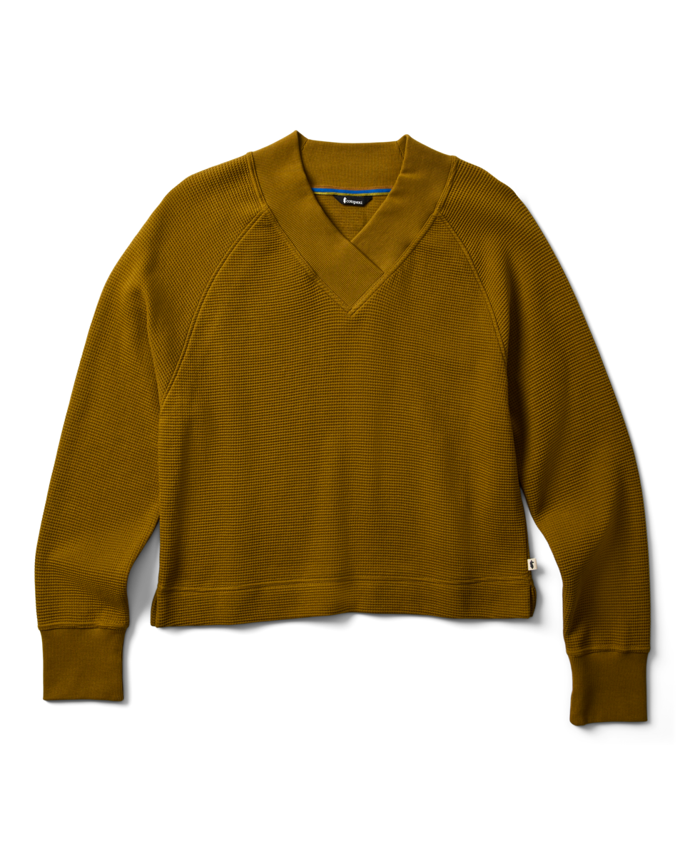 Atajo Long-Sleeve Waffle V-Neck - Women's - Log Cabin - US 8693