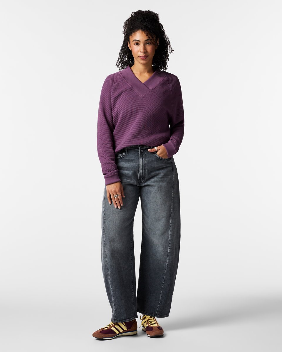 Atajo Long-Sleeve Waffle V-Neck - Women's - Mystic - US 9038