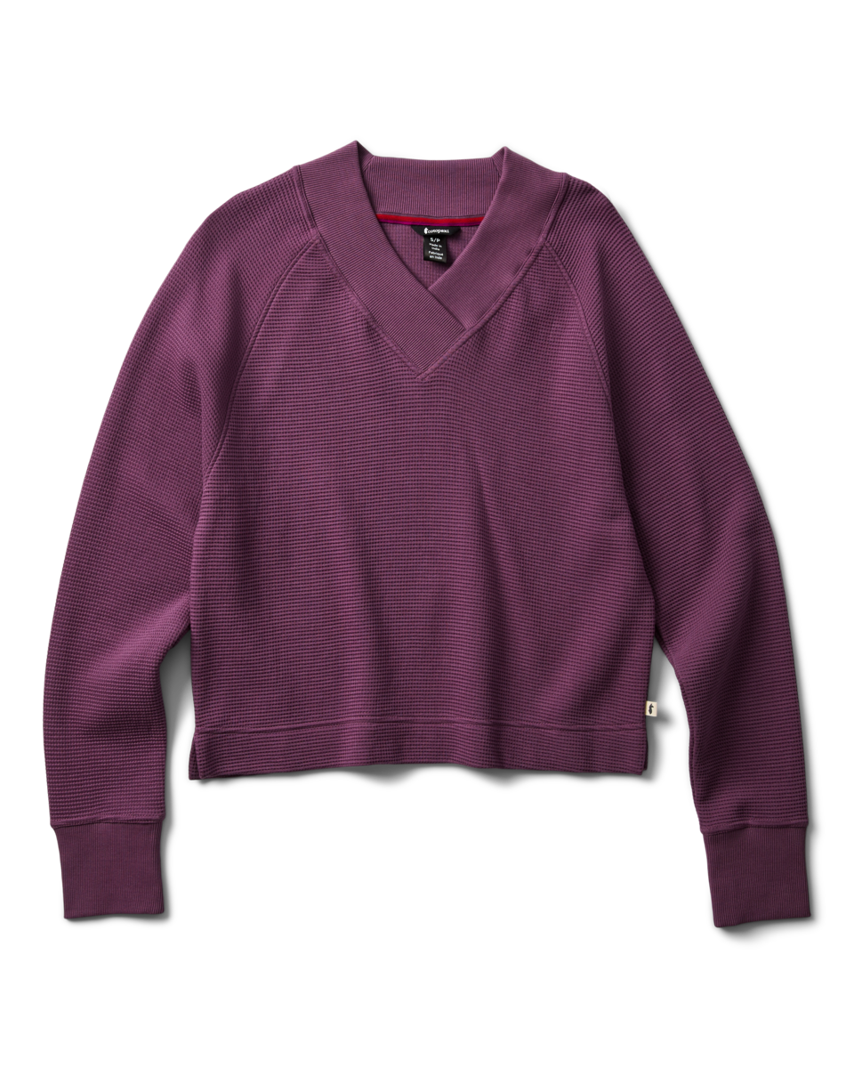 Atajo Long-Sleeve Waffle V-Neck - Women's - Mystic - US 9038