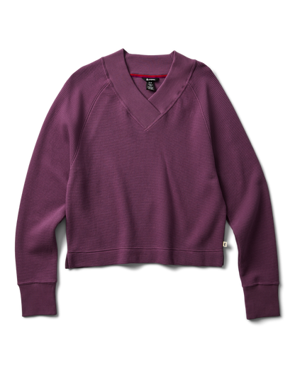 Atajo Long-Sleeve Waffle V-Neck - Women's - Mystic - US 9038