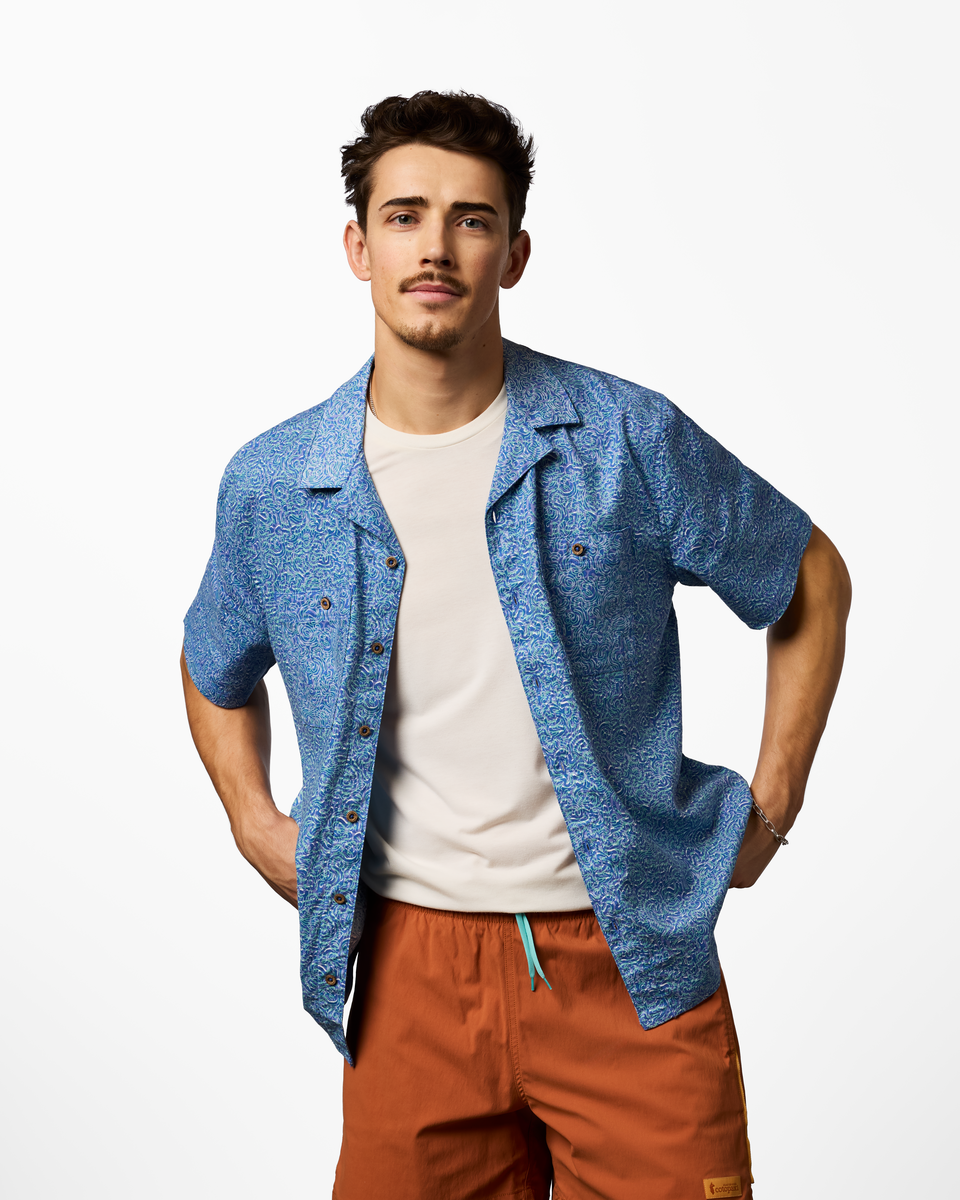 Afuera Button Up Shirt - Print - Men's - Cenotes Azure - US 2139