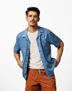 Afuera Button Up Shirt - Print - Men's - Cenotes Azure - US 2139