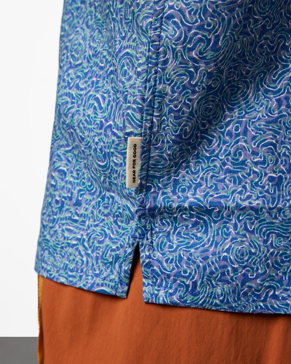 Afuera Button Up Shirt - Print - Men's - Cenotes Azure - US 2139