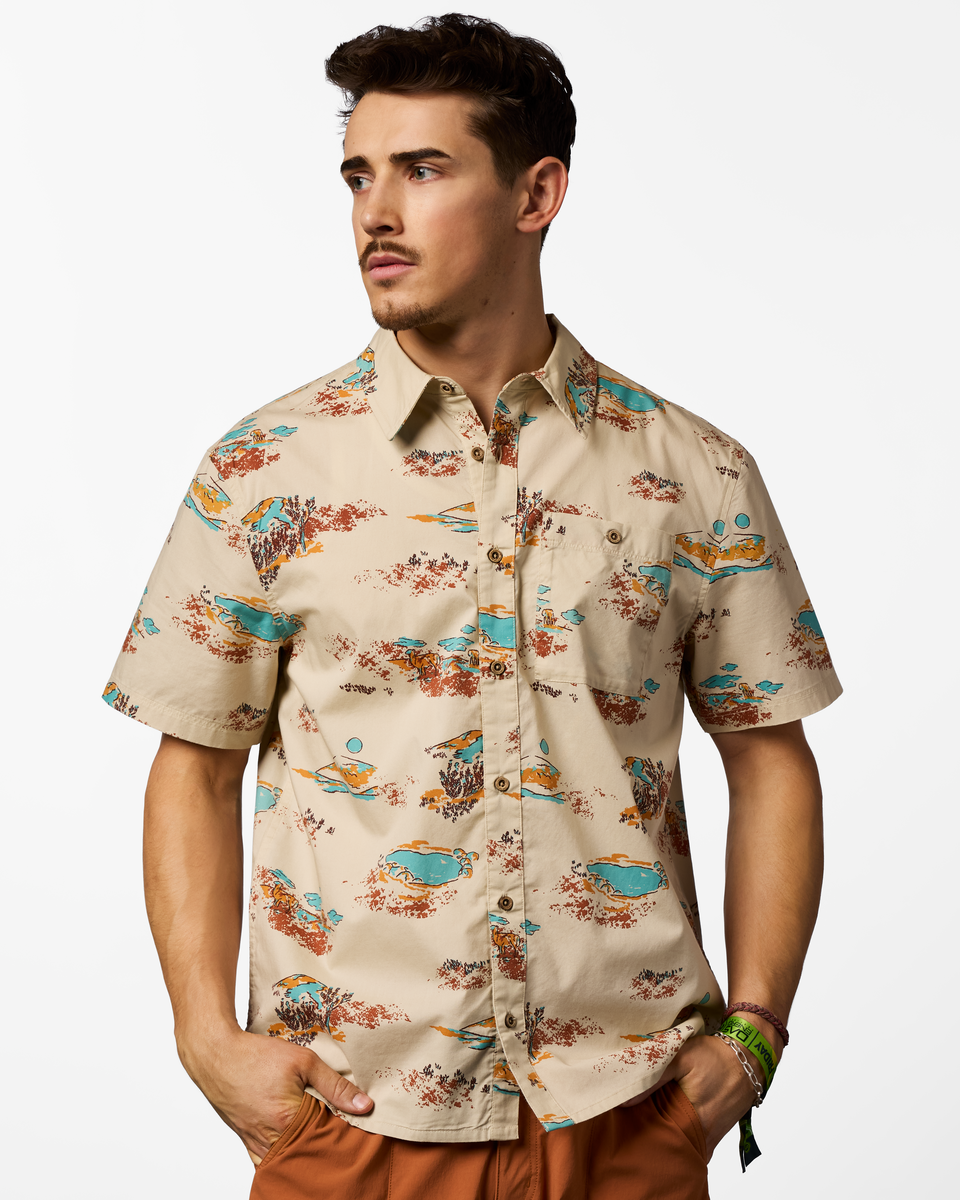 Estival Button Up Shirt - Print - Men's - Mt Cotopaxi Cream - US 7874