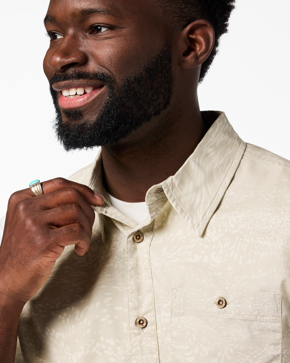 Estival Button Up Shirt - Print - Men's - Waves Mineral - US 8452
