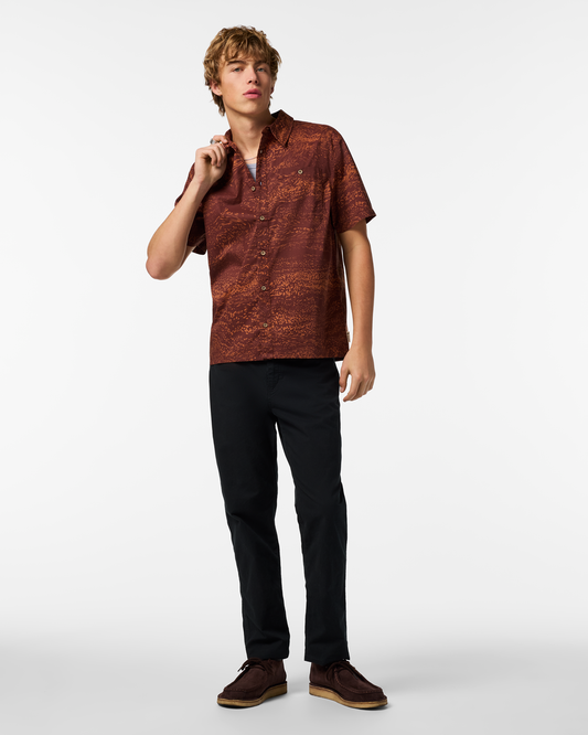 Estival Button Up Shirt - Print - Men's - Waves Sepia - US 7269