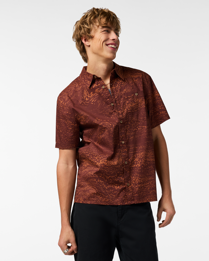 Estival Button Up Shirt - Print - Men's - Waves Sepia - US 7269