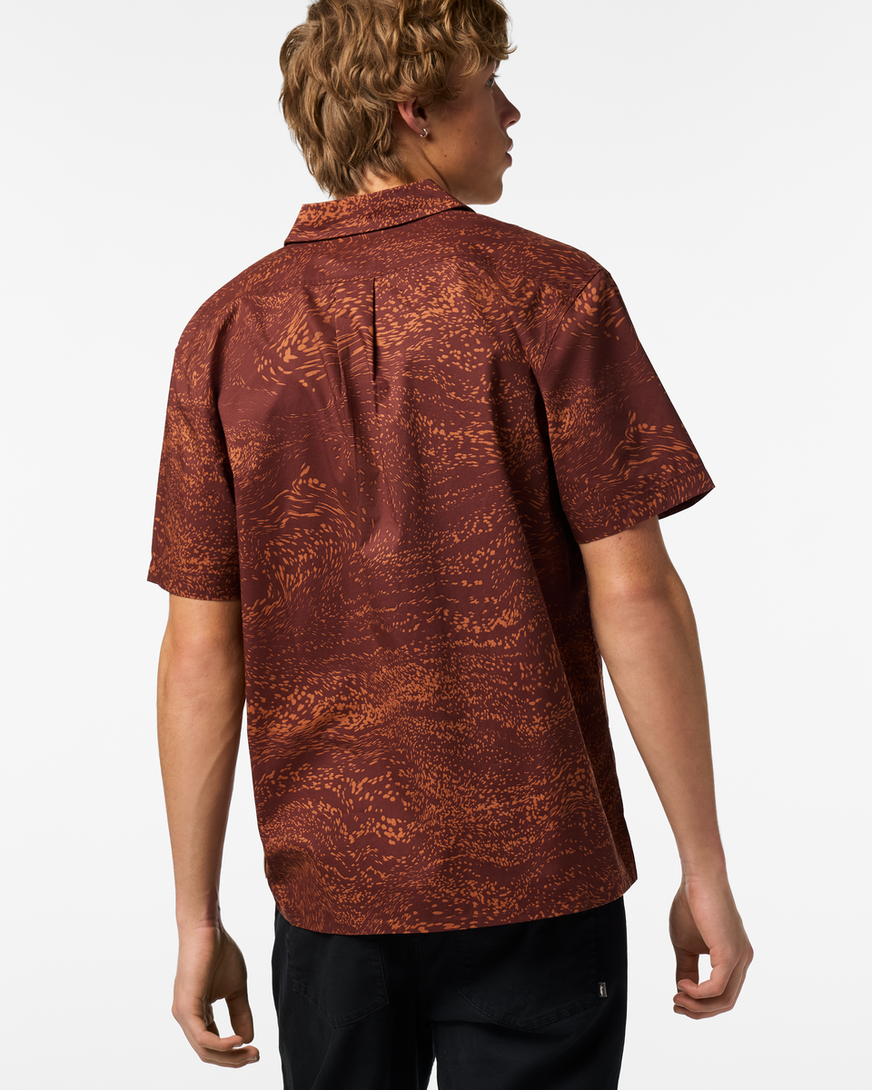 Estival Button Up Shirt - Print - Men's - Waves Sepia - US 7269