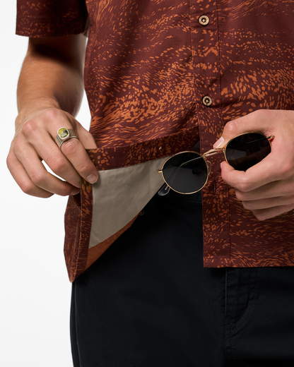 Estival Button Up Shirt - Print - Men's - Waves Sepia - US 7269