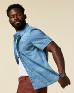 Estival Button Up Shirt - Print - Men's - Waves Steel Blue - US 2091