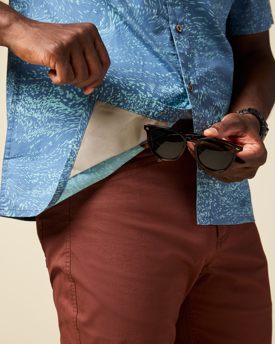 Estival Button Up Shirt - Print - Men's - Waves Steel Blue - US 2091