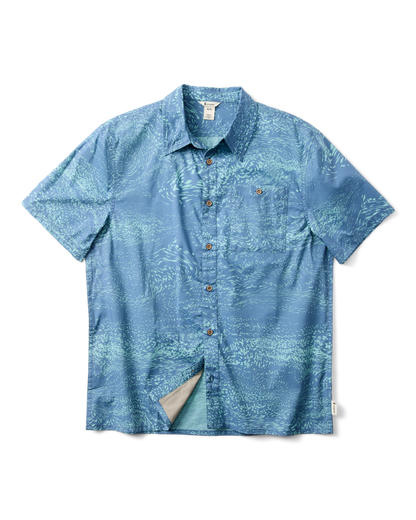 Estival Button Up Shirt - Print - Men's - Waves Steel Blue - US 2091