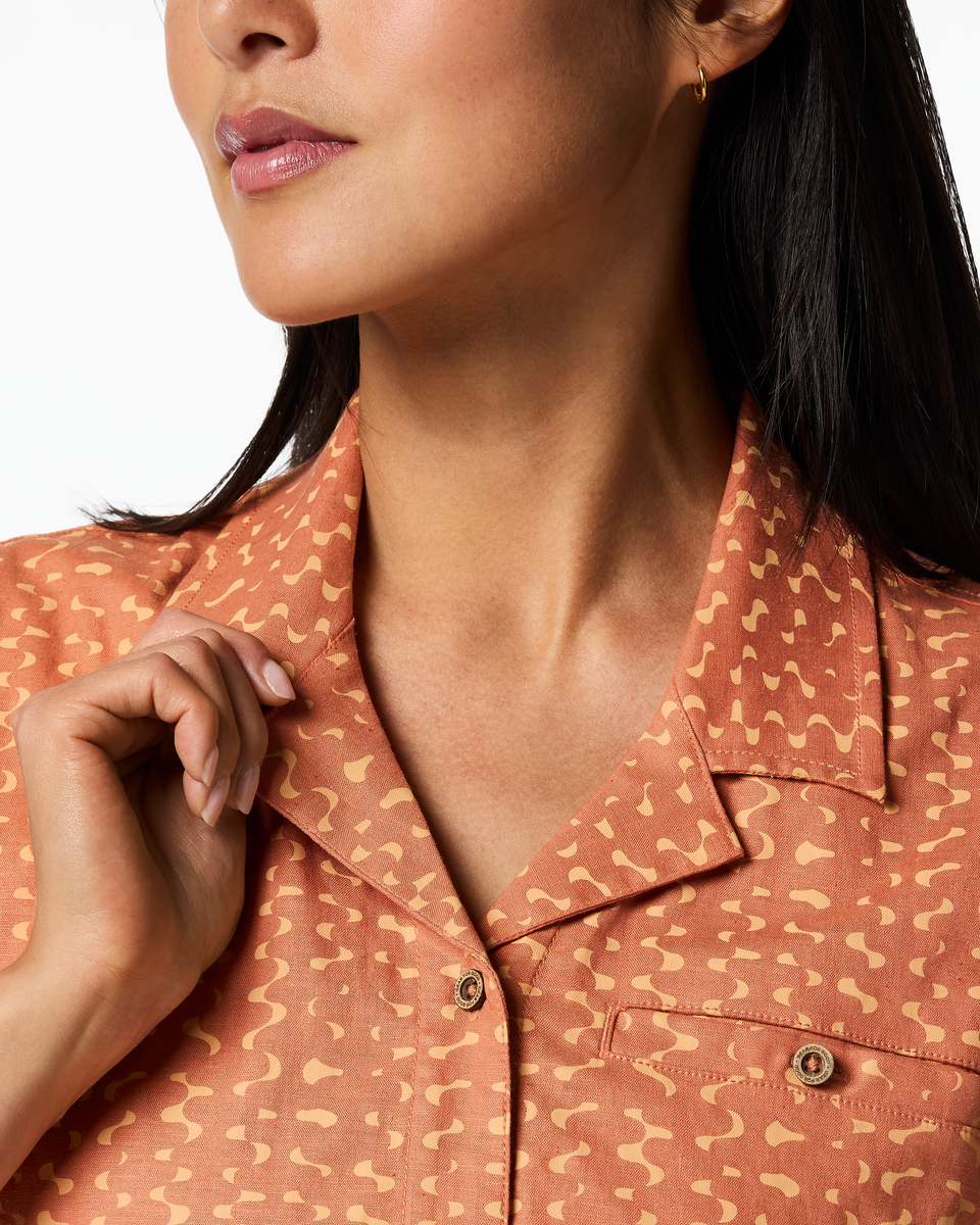 Afuera Button Up Shirt - Print - Women's - Shimmer Cantaloupe - US 6546