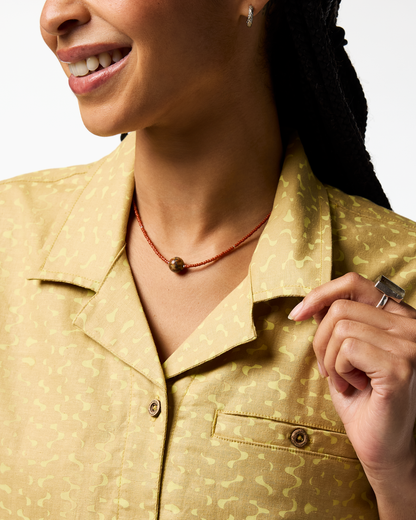Afuera Button Up Shirt - Print - Women's - Shimmer Honeydew - US 4150