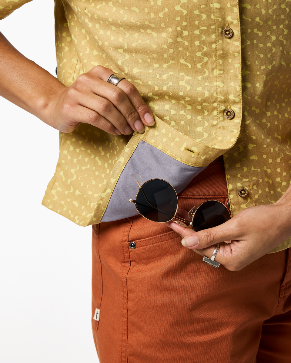 Afuera Button Up Shirt - Print - Women's - Shimmer Honeydew - US 4150